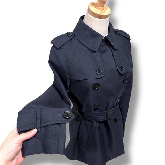 NWOT Coach Navy Blue Belted Fall Buttoned Trench Coat Outerwear Size Small - Picture 3 of 13